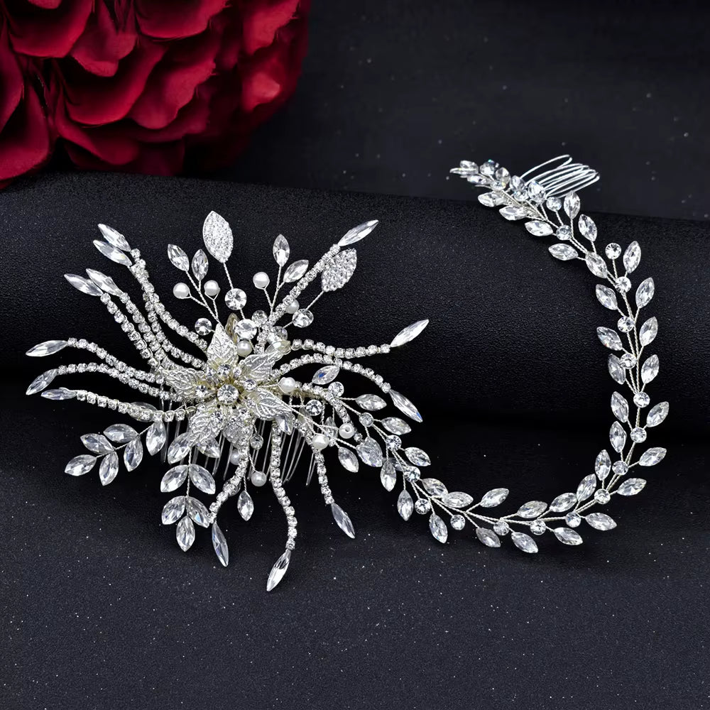A274 Handmade 1M Bridal Headband Extra Long Wedding Tiaras Bride Hair Accessories Rhinestone Headpiece Crystal Women Hair Vines