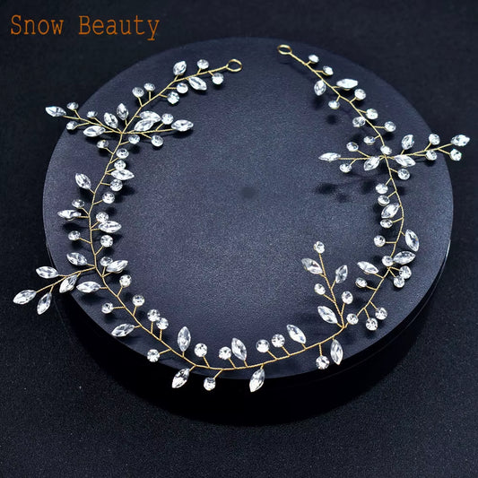 A274 Handmade 1M Bridal Headband Extra Long Wedding Tiaras Bride Hair Accessories Rhinestone Headpiece Crystal Women Hair Vines