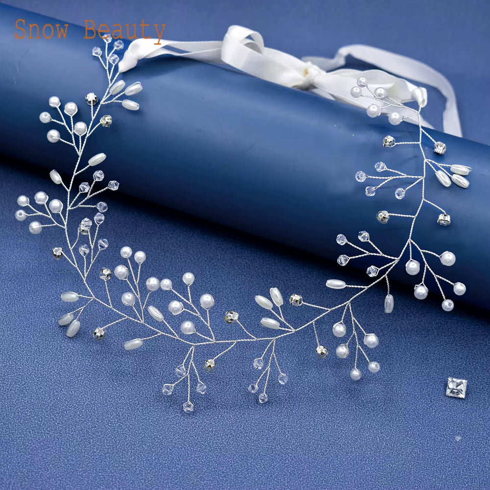 A274 Handmade 1M Bridal Headband Extra Long Wedding Tiaras Bride Hair Accessories Rhinestone Headpiece Crystal Women Hair Vines