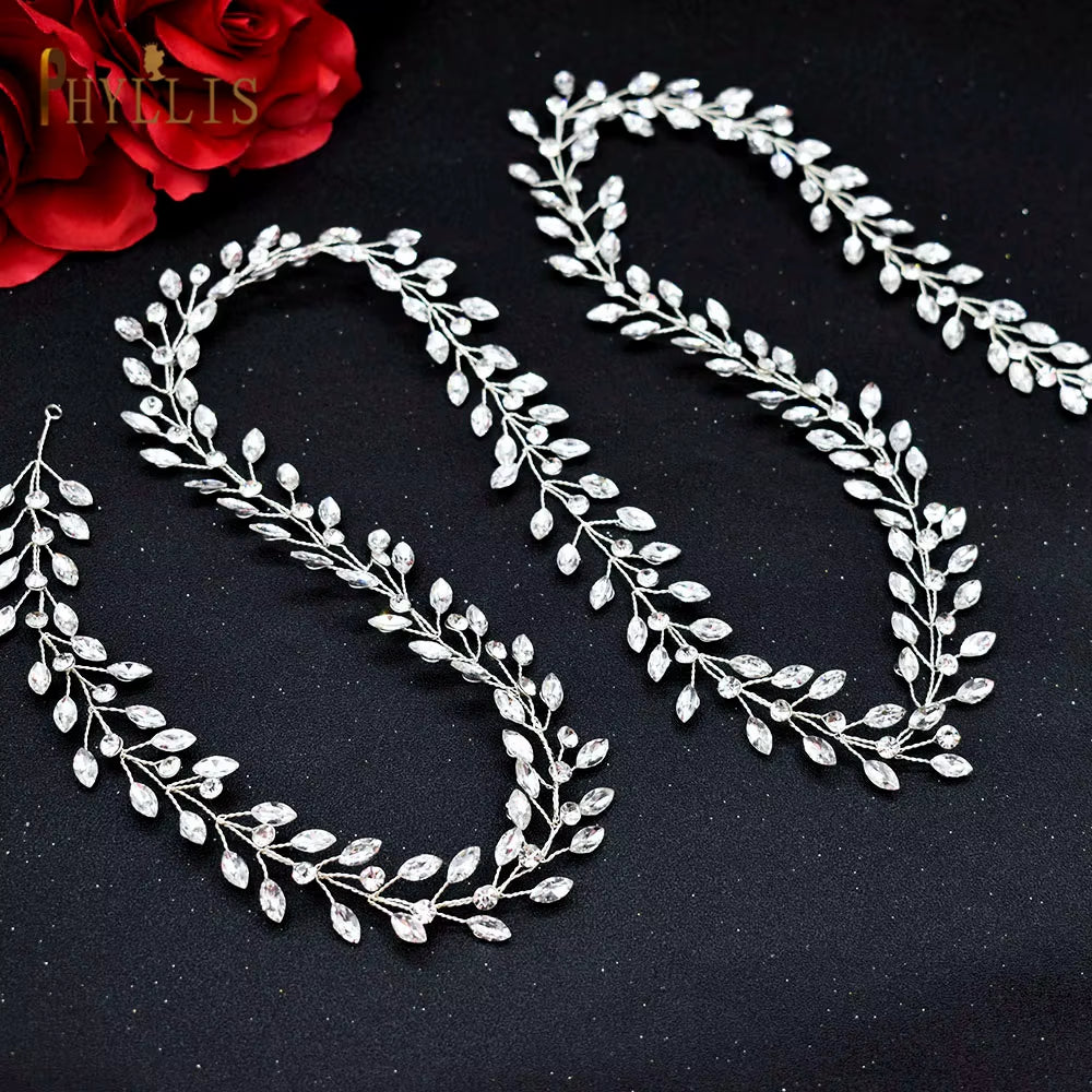 A274 Handmade 1M Bridal Headband Extra Long Wedding Tiaras Bride Hair Accessories Rhinestone Headpiece Crystal Women Hair Vines