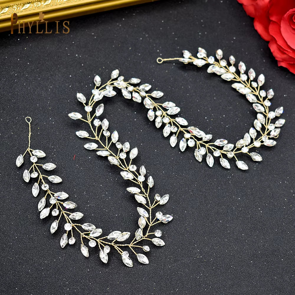 A274 Handmade 1M Bridal Headband Extra Long Wedding Tiaras Bride Hair Accessories Rhinestone Headpiece Crystal Women Hair Vines